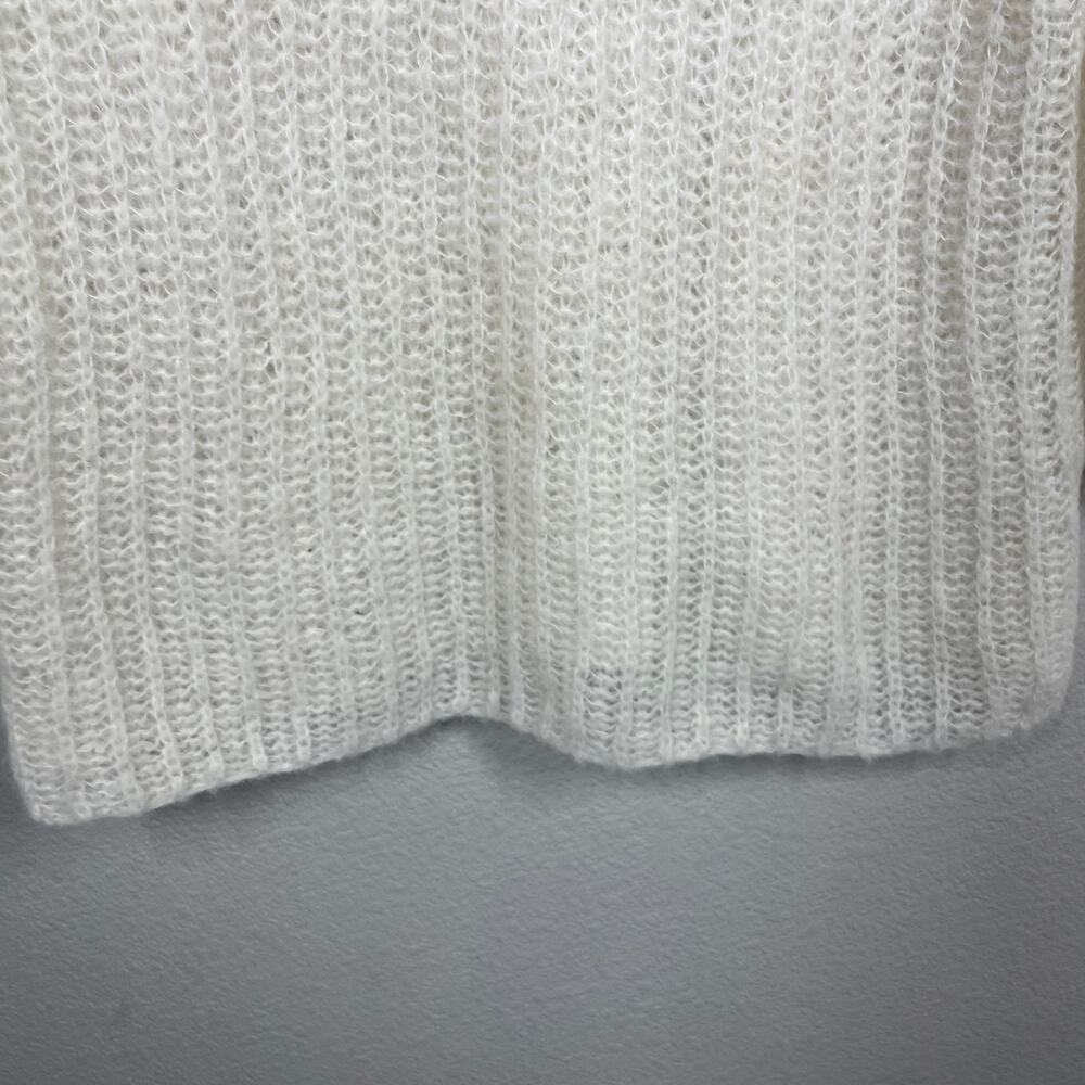 Meadow Rue Medium Alpaca Sweater Ivory V Neck Chunky Sheer Knit Long Sleeves - Picture 5 of 8